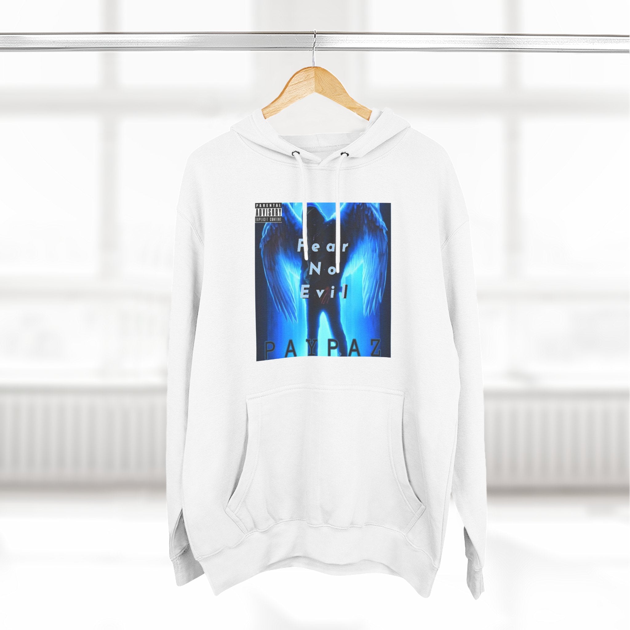 PAYPAZ Fear No Evil Three-Panel Fleece Hoodie, Cozy Casual Wear, Unisex Hoodie, Comfortable Sweatshirt, Gift for Her or Him