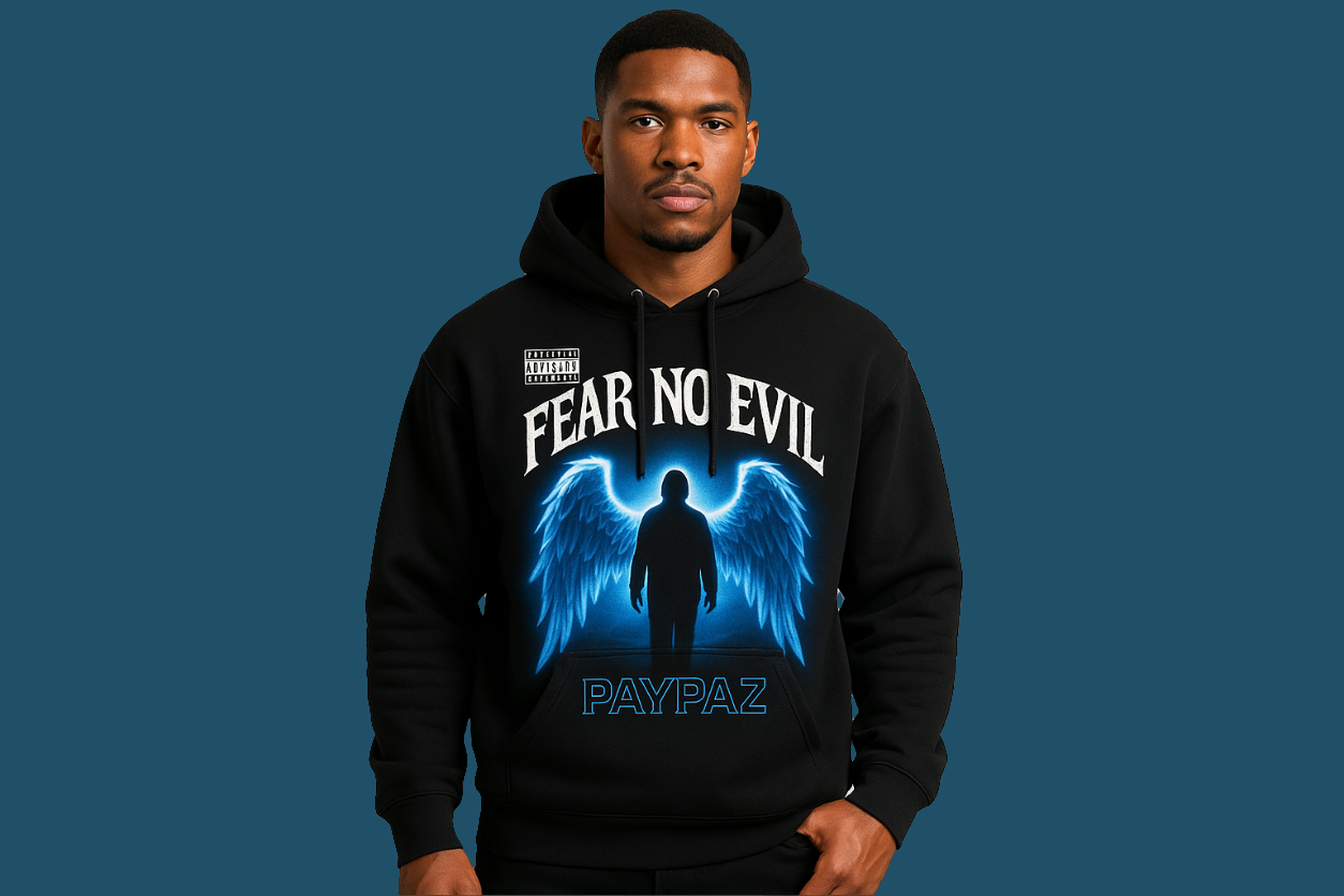PAYPAZ Fear No Evil Men's Hoodie - Bold Streetwear, Comfortable Hooded Sweatshirt, Gift for Him